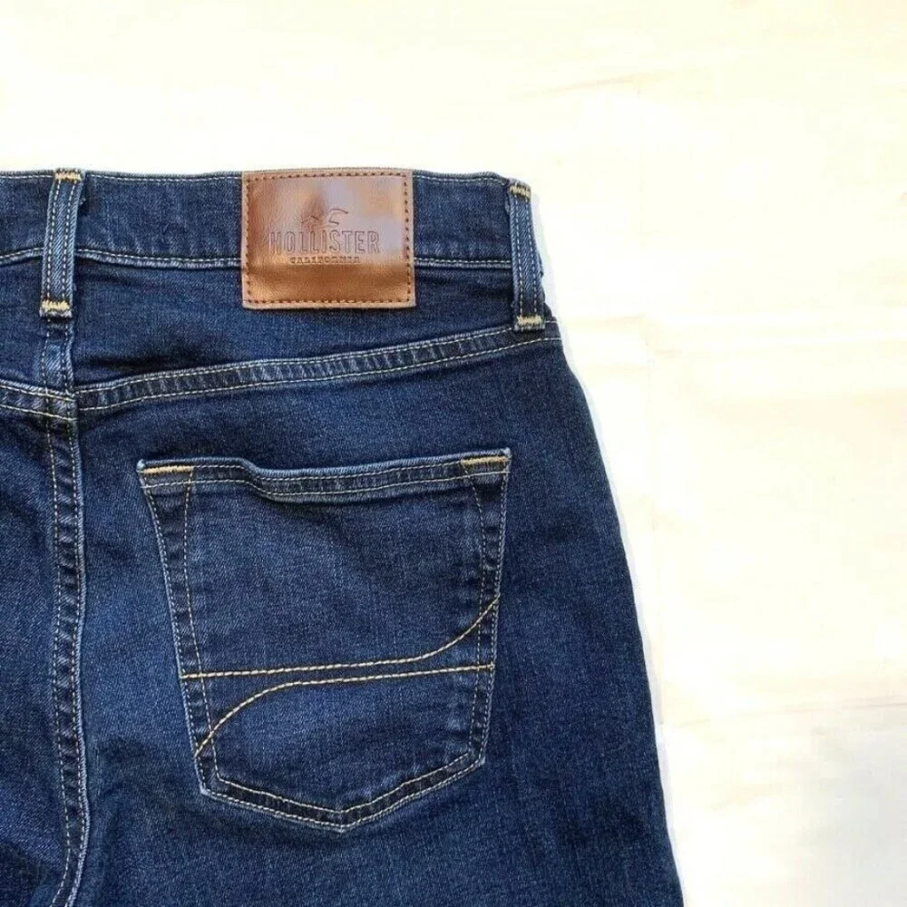 Hollister Epic Flex Classic Straight Jeans Men 29x30 Stretch Dark Blue Denim NEW